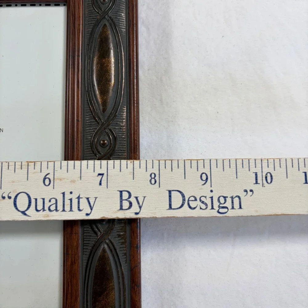 Notre Frame Vintage 5x7 Picture Frame Wood Grain Metallic Floral Relief Decor